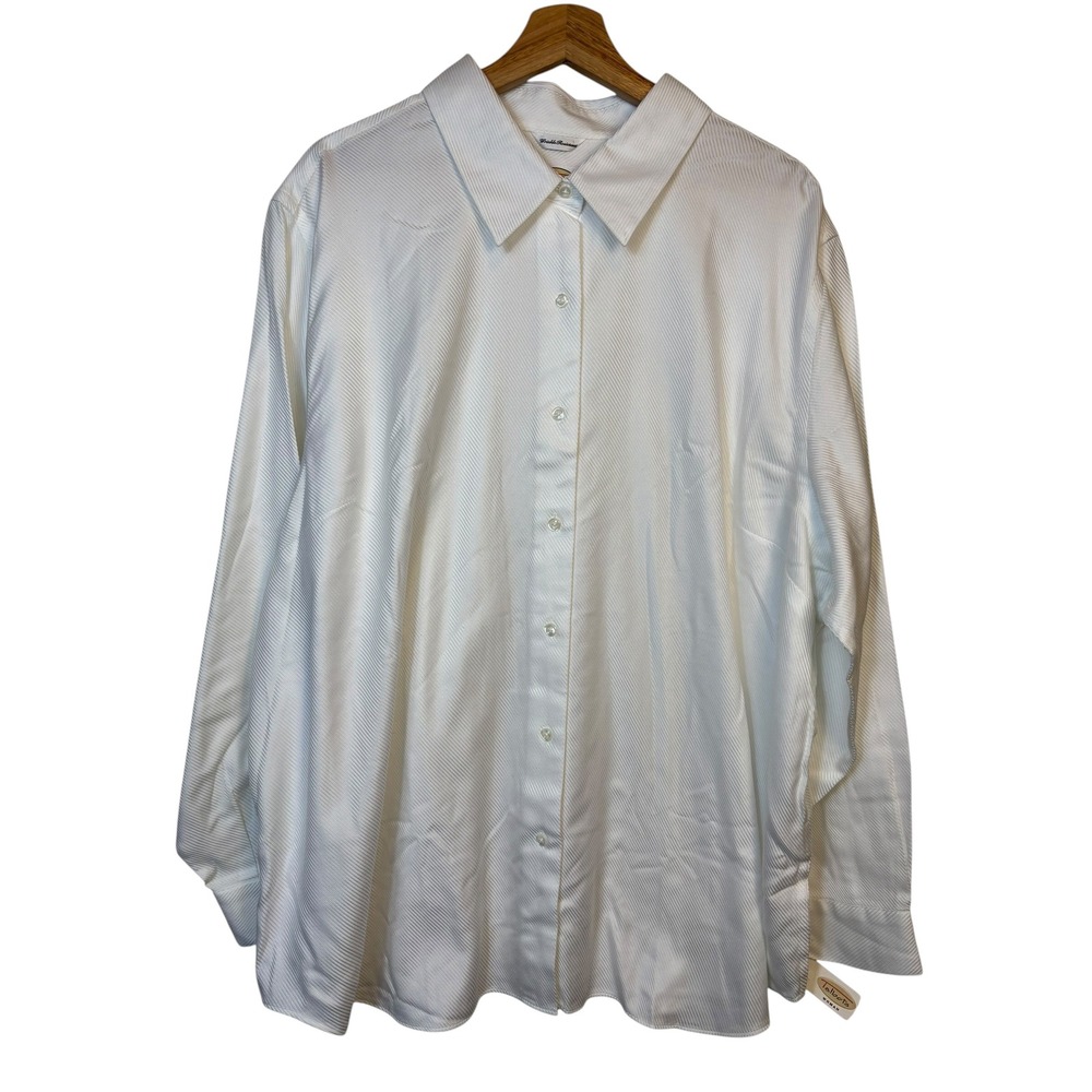 Talbots Wrinkle Resistant Button Down Shirt 24W White Preppy Capsule Office NWT
